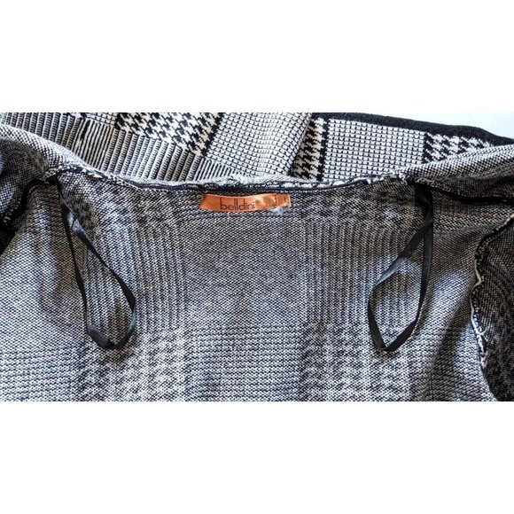 Belldini Women Houngstooth Cardigan Coat Open Front Above Knee Hooded Knit SizeL - Picture 14 of 14